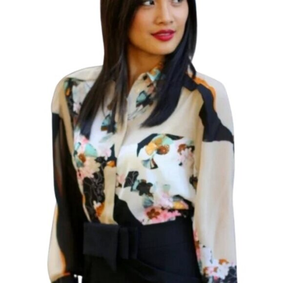 3.1 Phillip Lim For Target floral long sleeve button down top size M - Picture 3 of 9
